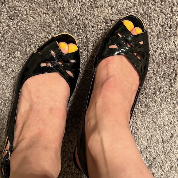 Stuart Weitzman black DoLunch Espadrille patent wedges sz 9.5 - Picture 5 of 15